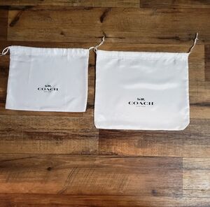 Set Of Coach White Drawstring Logo Dust Bag